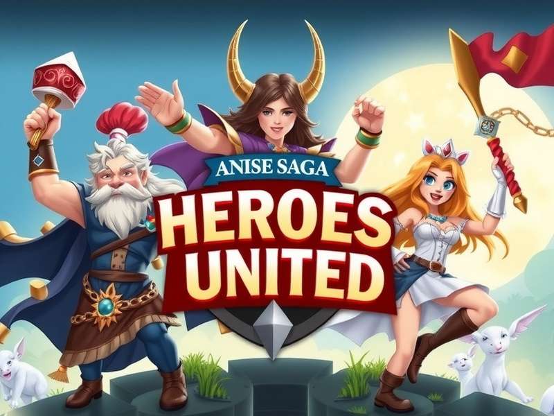 Anise Saga Heroes United game banner featuring heroic characters
